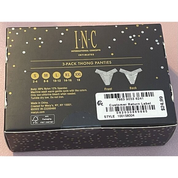 I.N.C XXL Teal-Grape-Purple Lace Elastic Waist Scallop Detail Thong Panties 3Pk - Picture 4 of 4